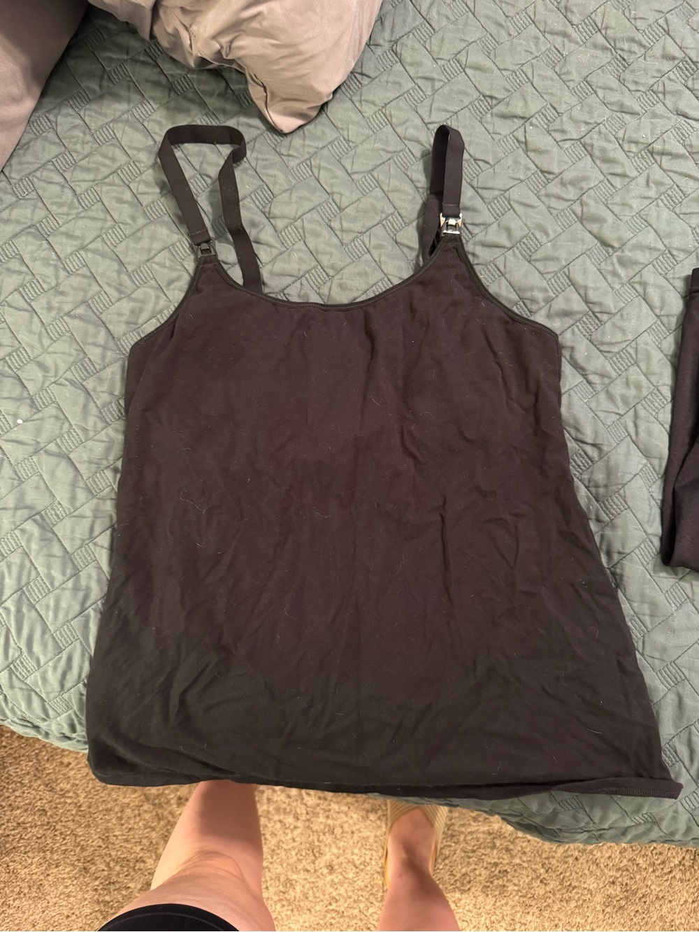 Black Nursing Tank Top with Adjustable Straps